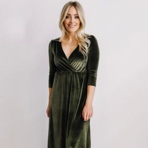 Olive Velvet Maxi Dress